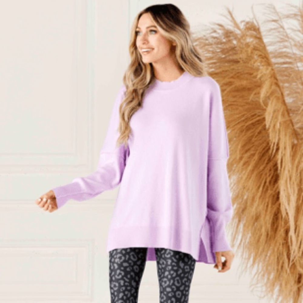 Mud Pie Lilac Ribbed Knit Top